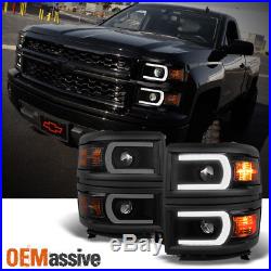 U Neon Bar Style Black Smoke 2014-15 Silverado 1500 LED DRL Projector Headlights