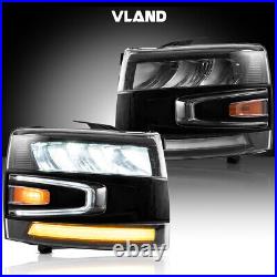 VLAND 1Pair Full LED Headlights For 2007-13 Chevy Silverado 1500/2500HD/3500HD