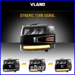 VLAND 1Pair Full LED Headlights For 2007-13 Chevy Silverado 1500/2500HD/3500HD