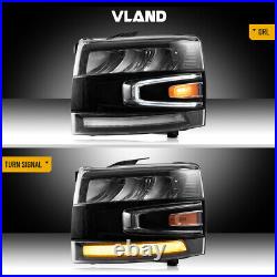 VLAND 1Pair Full LED Headlights For 2007-13 Chevy Silverado 1500/2500HD/3500HD