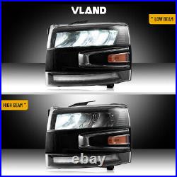 VLAND 1Pair Full LED Headlights For 2007-13 Chevy Silverado 1500/2500HD/3500HD