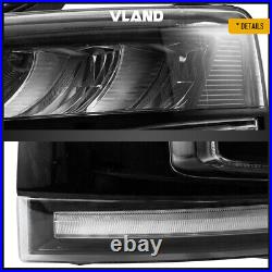 VLAND 1Pair Full LED Headlights For 2007-13 Chevy Silverado 1500/2500HD/3500HD