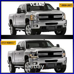 VLAND 1Pair Full LED Headlights For 2007-13 Chevy Silverado 1500/2500HD/3500HD