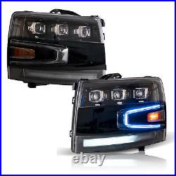 VLAND FULL LED Projector Headlights Sequential For 07-13 Chevrolet Silverado