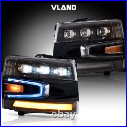 VLAND LED Headlights For 2007-13 Chevy Silverado 1500/2500HD/3500HD withSequential