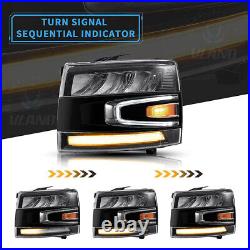 VLAND Pair Led Headlights For Silverado 1500 2500HD 3500HD 2007-13 WithSequential