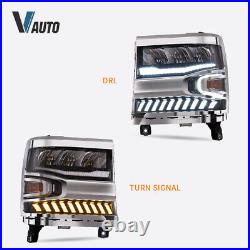 VLAND Reflector LED Headlights For 2016-2018 Chevy Silverado Sequential DRL Pair